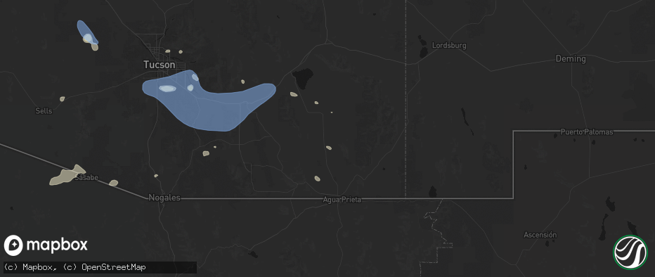 Hail map in Elfrida, AZ on July 12, 2026