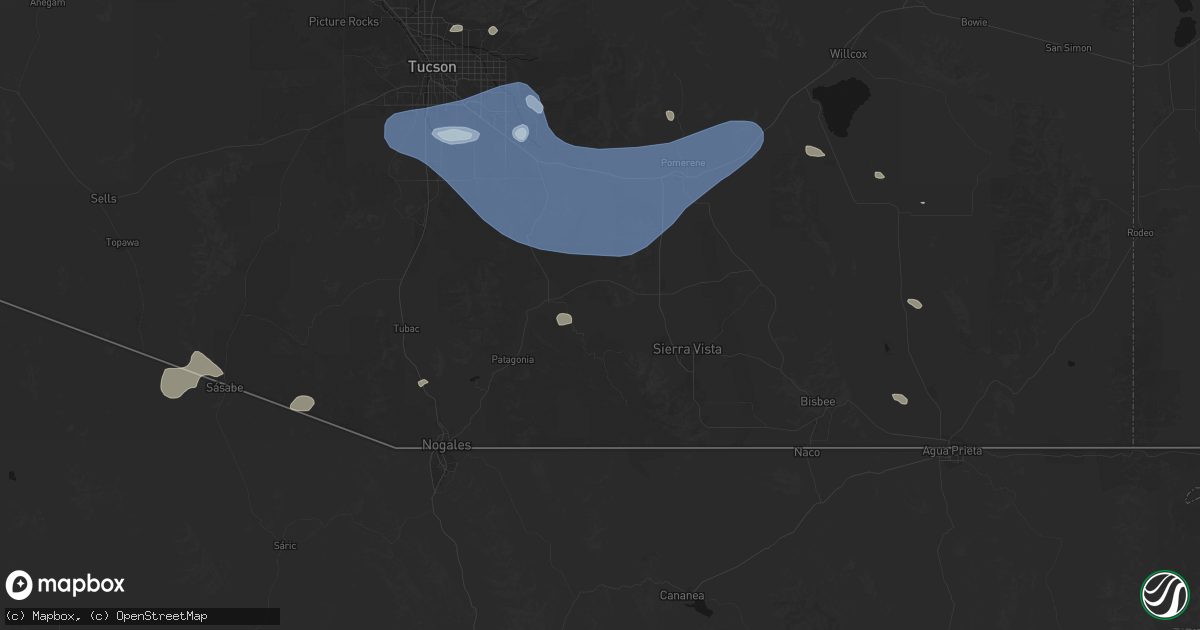 Hail map in Elgin, AZ on July 12, 2026