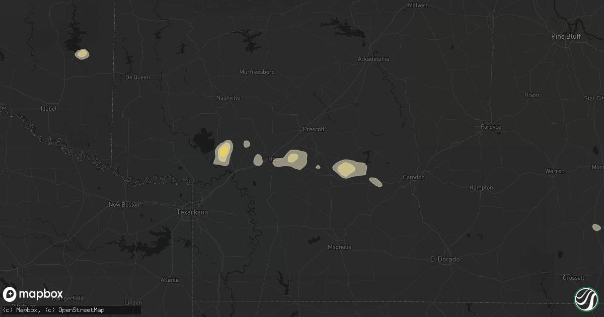 Hail map in Emmet, AR on July 12, 2026