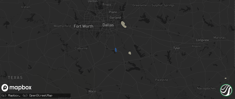 Hail map in Ennis, TX on July 12, 2026