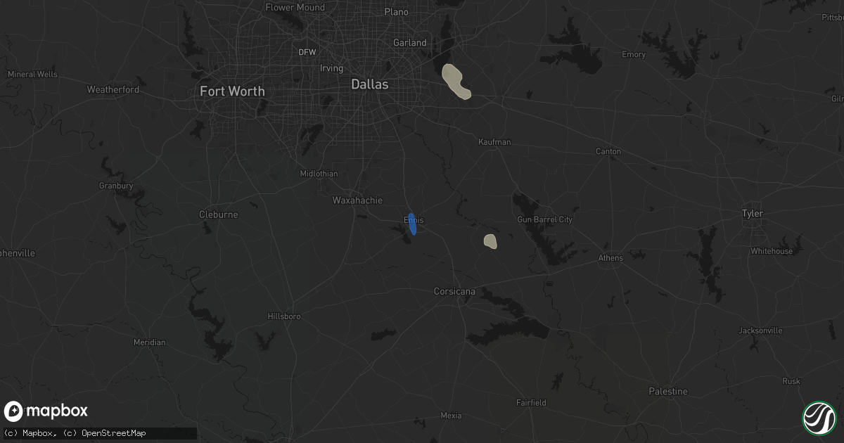 Hail map in Ennis, TX on July 12, 2026