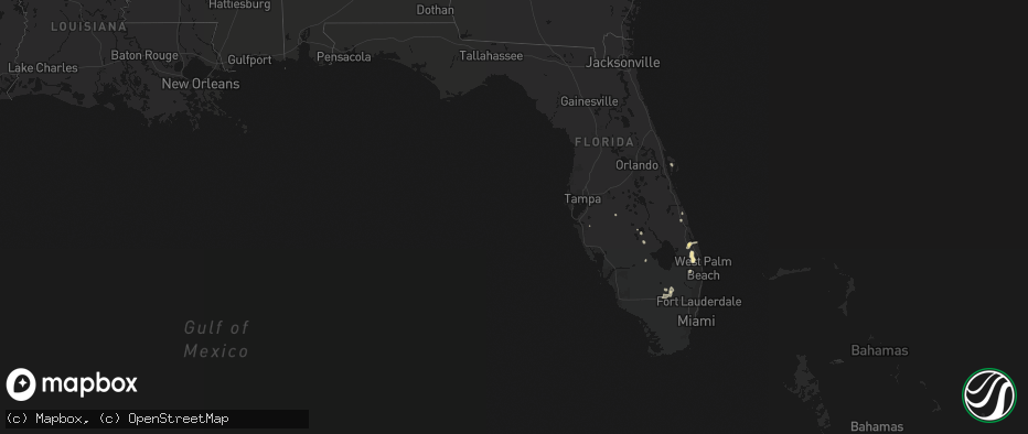 Hail map in Florida on July 12, 2026