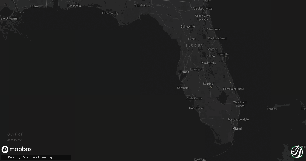 Hail map in Florida on July 12, 2026