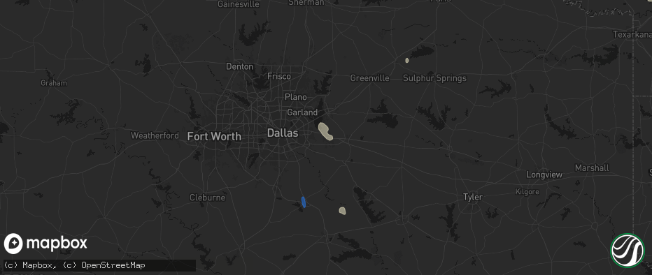 Hail map in Forney, TX on July 12, 2026