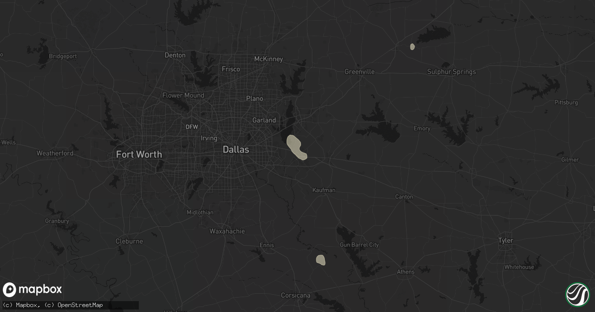 Hail map in Forney, TX on July 12, 2026