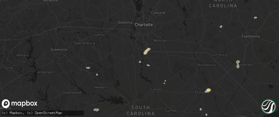 Hail map in Fort Lawn, SC on July 12, 2026