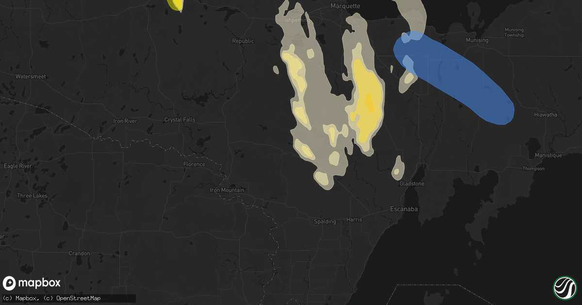 Hail map in Foster City, MI on July 12, 2026