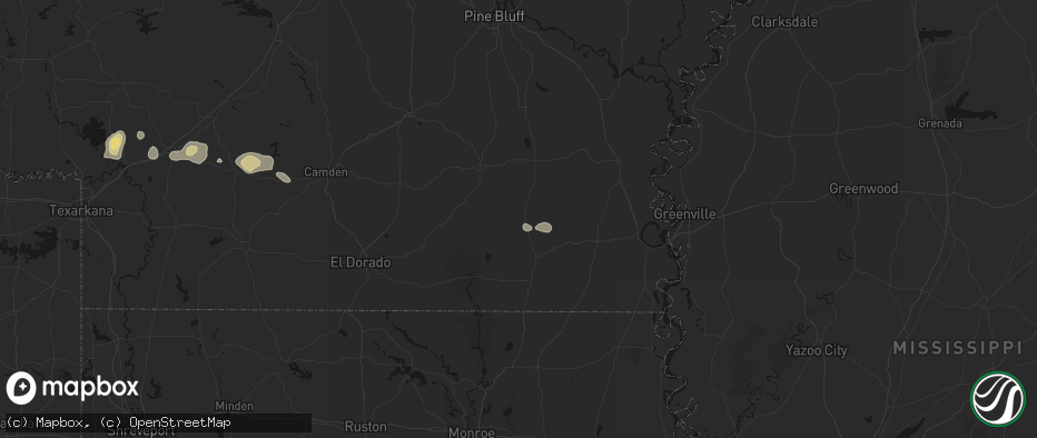 Hail map in Fountain Hill, AR on July 12, 2026