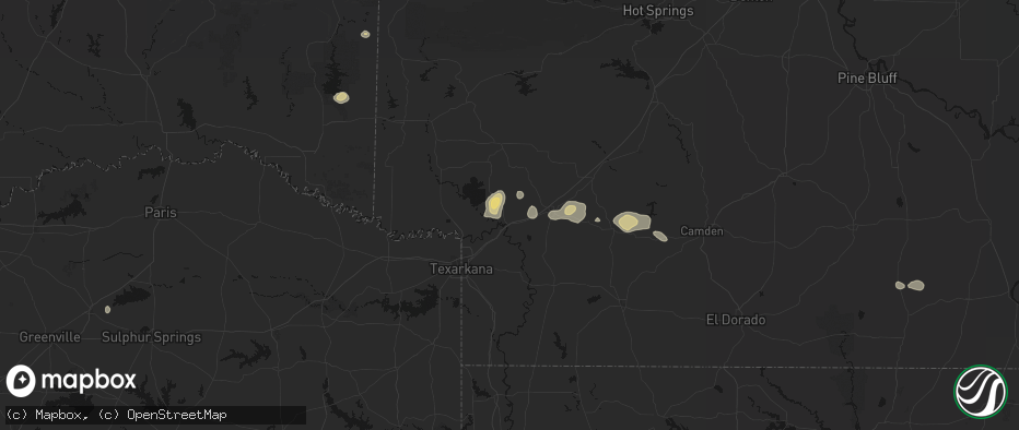 Hail map in Fulton, AR on July 12, 2026