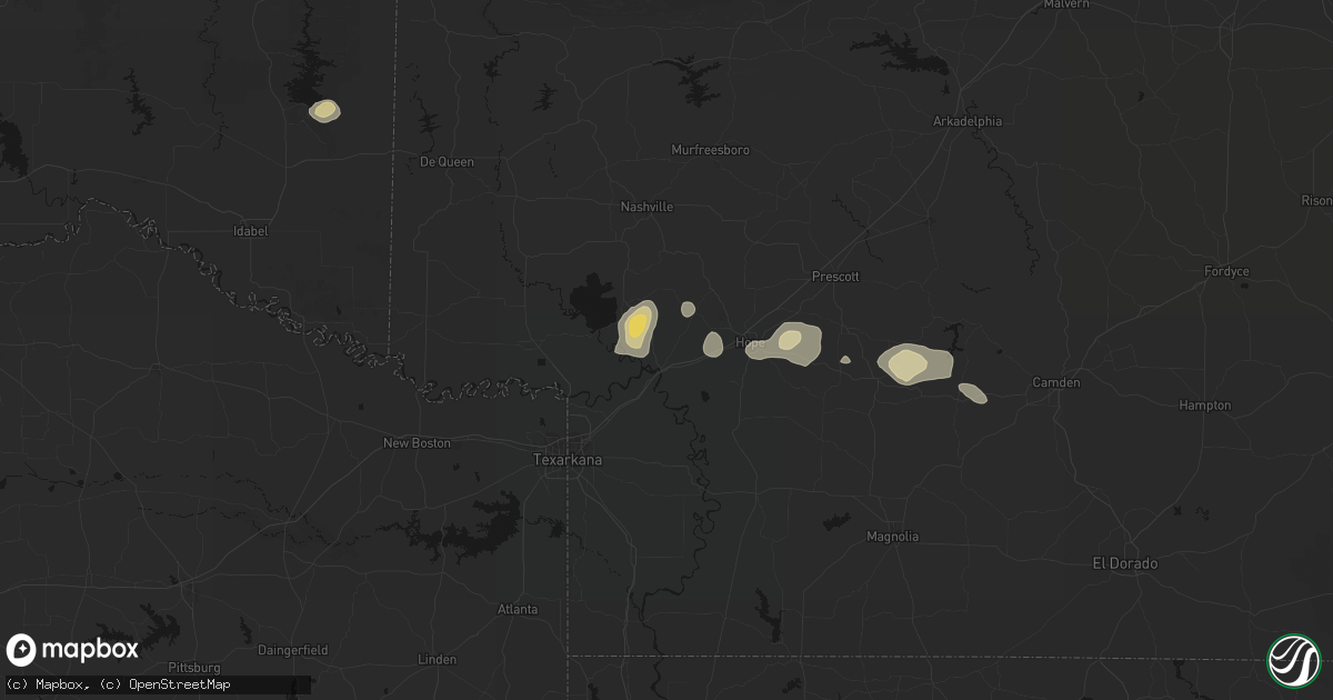 Hail map in Fulton, AR on July 12, 2026