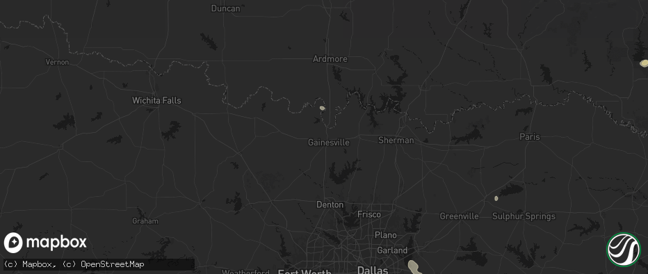 Hail map in Gainesville, TX on July 12, 2026