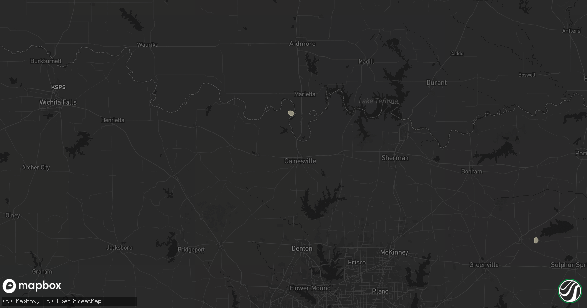 Hail map in Gainesville, TX on July 12, 2026