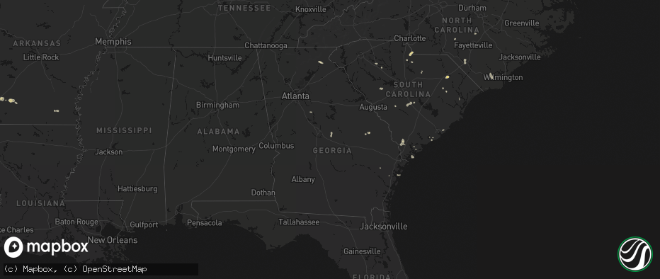 Hail map in Georgia on July 12, 2026