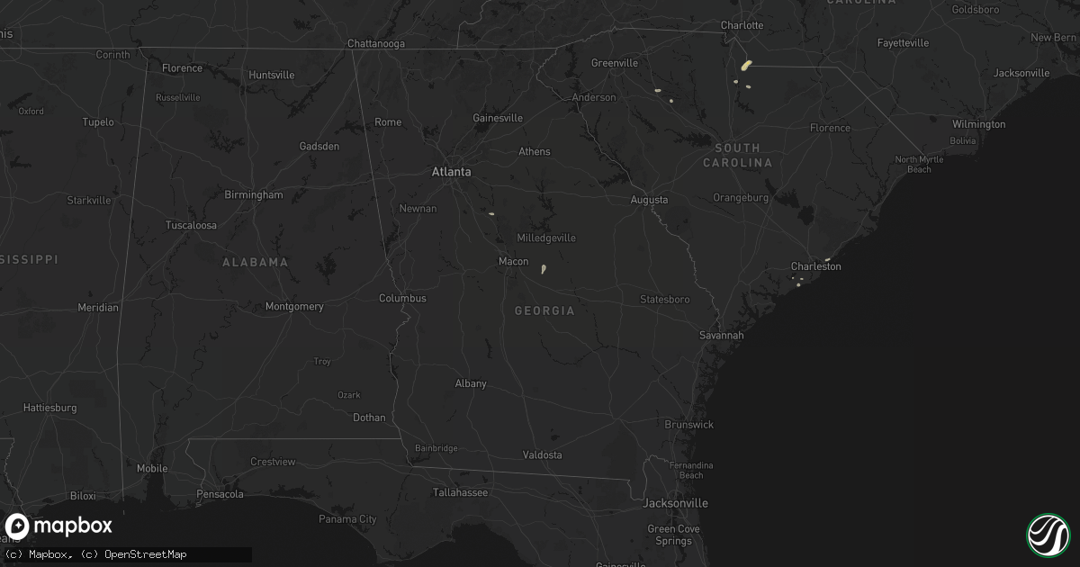 Hail map in Georgia on July 12, 2026