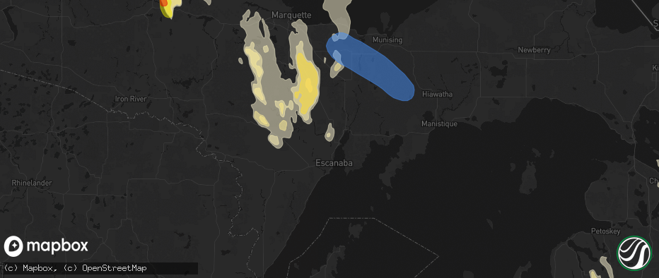 Hail map in Gladstone, MI on July 12, 2026