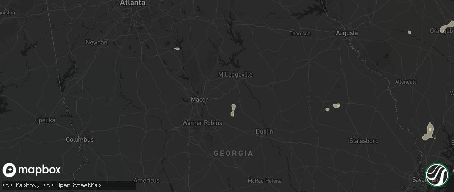 Hail map in Gordon, GA on July 12, 2026