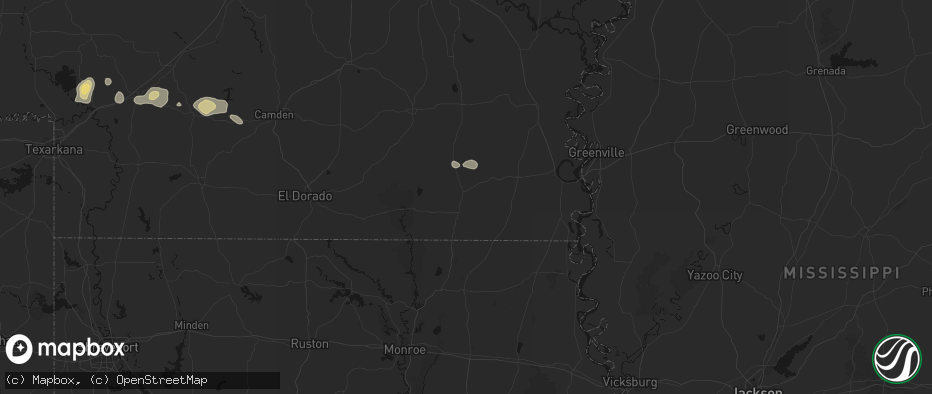 Hail map in Hamburg, AR on July 12, 2026