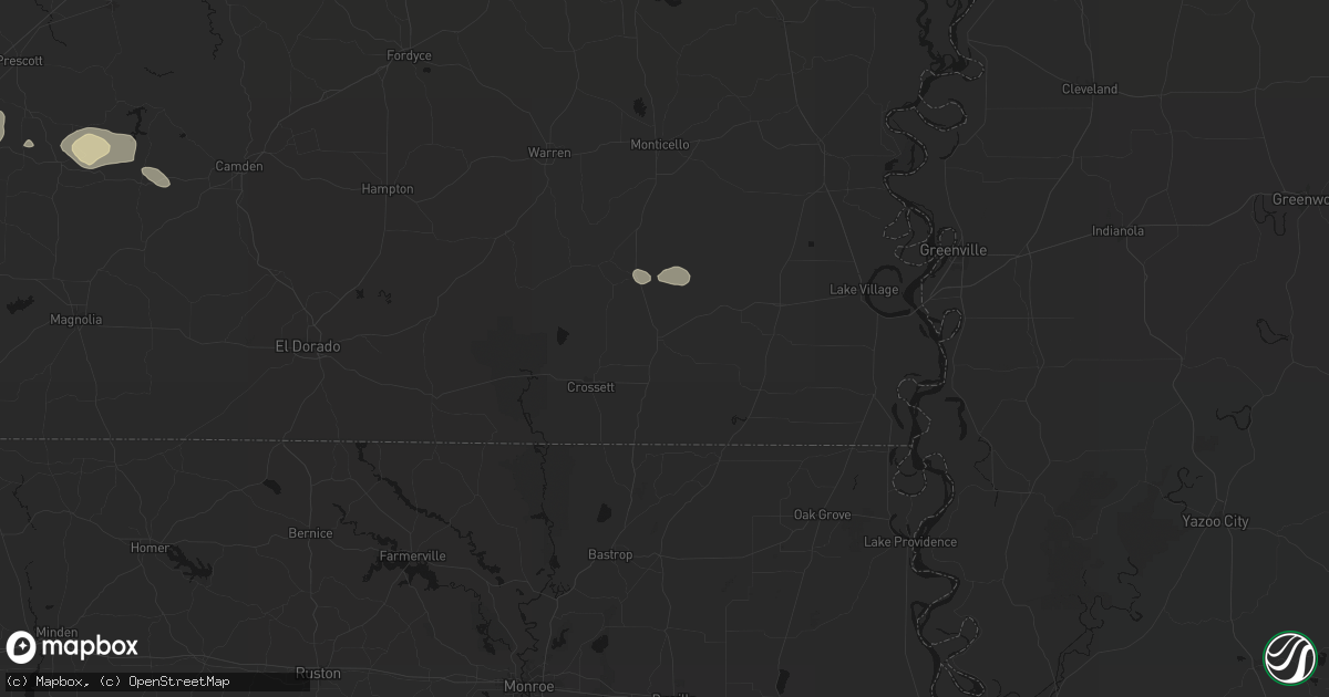 Hail map in Hamburg, AR on July 12, 2026