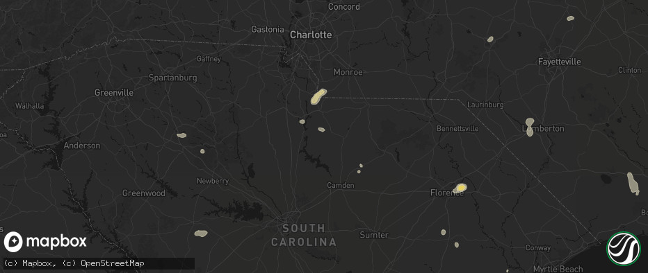 Hail map in Heath Springs, SC on July 12, 2026