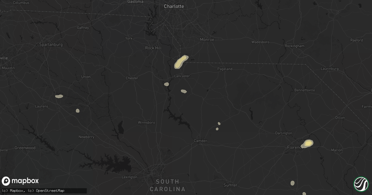 Hail map in Heath Springs, SC on July 12, 2026