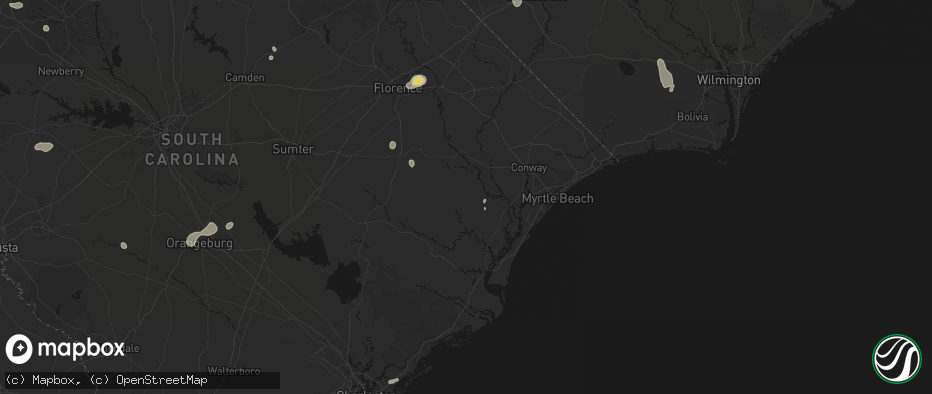Hail map in Hemingway, SC on July 12, 2026