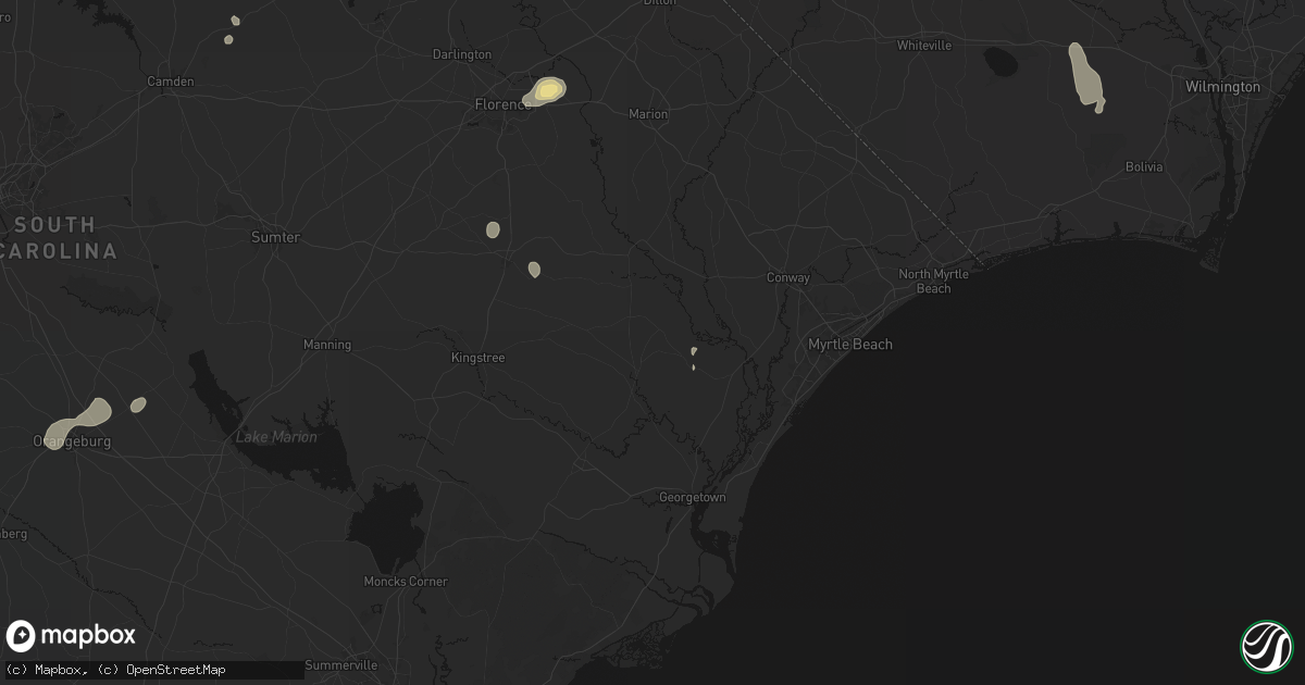 Hail map in Hemingway, SC on July 12, 2026