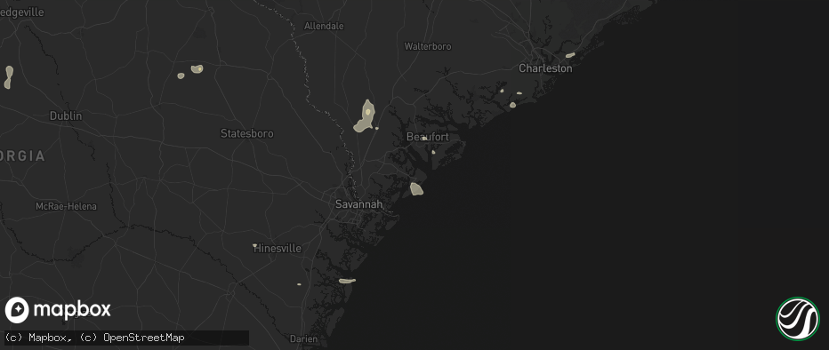 Hail map in Hilton Head Island, SC on July 12, 2026