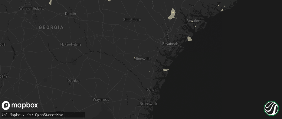 Hail map in Hinesville, GA on July 12, 2026