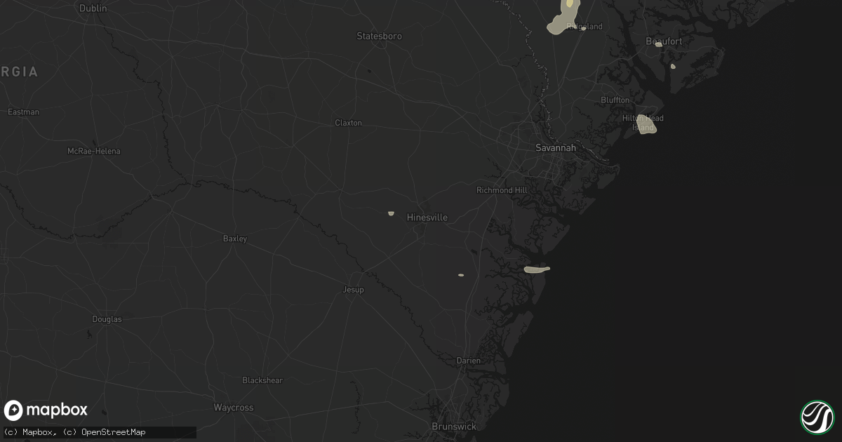 Hail map in Hinesville, GA on July 12, 2026