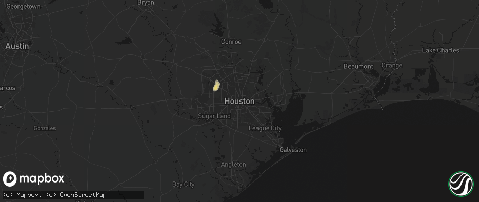 Hail map in Houston, TX on July 12, 2026