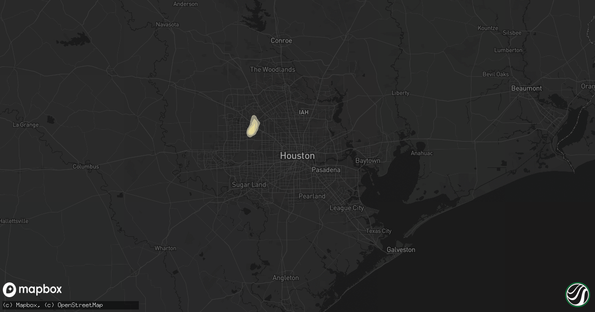 Hail map in Houston, TX on July 12, 2026