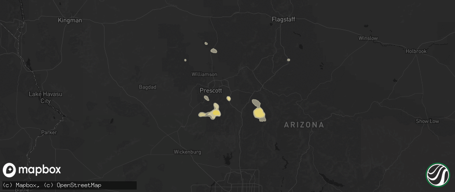 Hail map in Humboldt, AZ on July 12, 2026