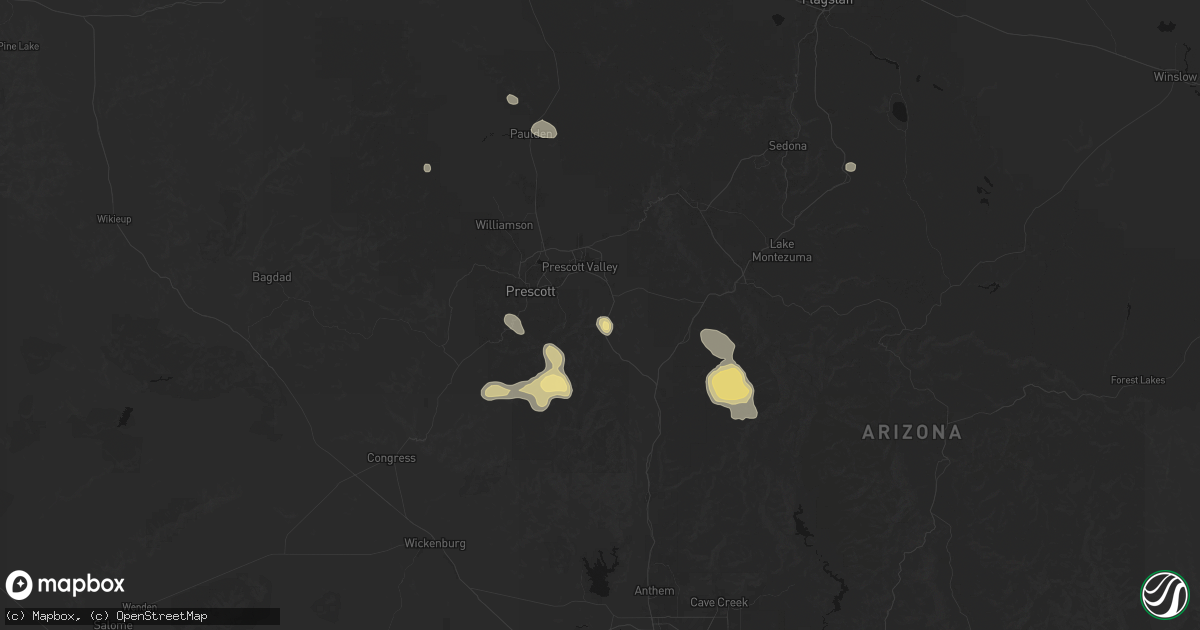 Hail map in Humboldt, AZ on July 12, 2026