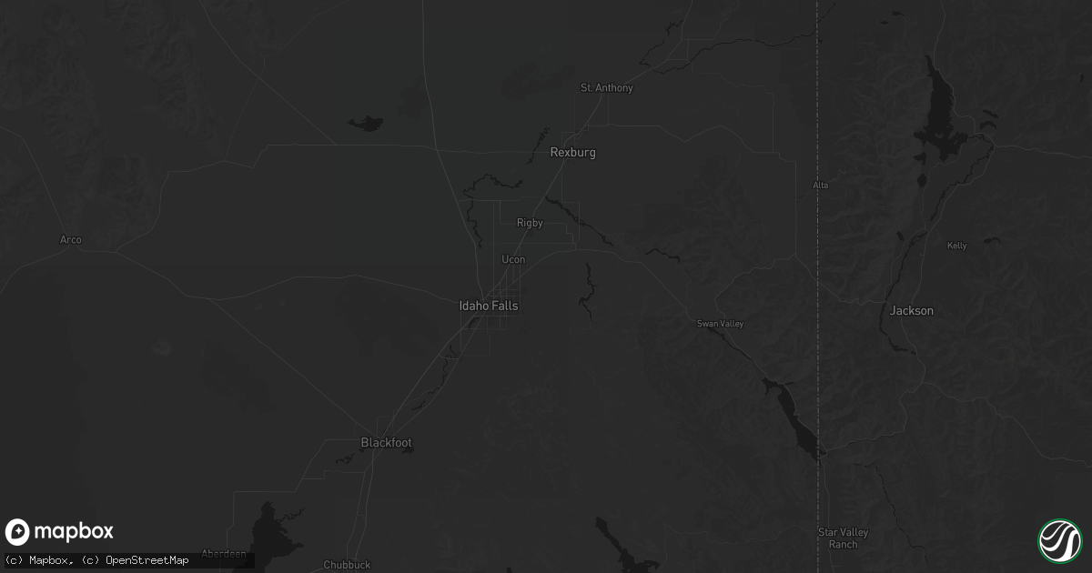 Hail map in Idaho Falls, ID on July 12, 2026