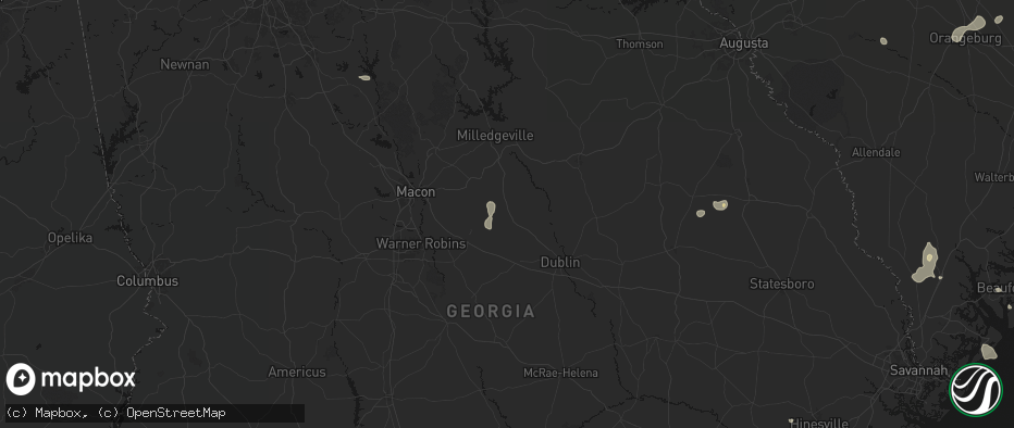 Hail map in Irwinton, GA on July 12, 2026