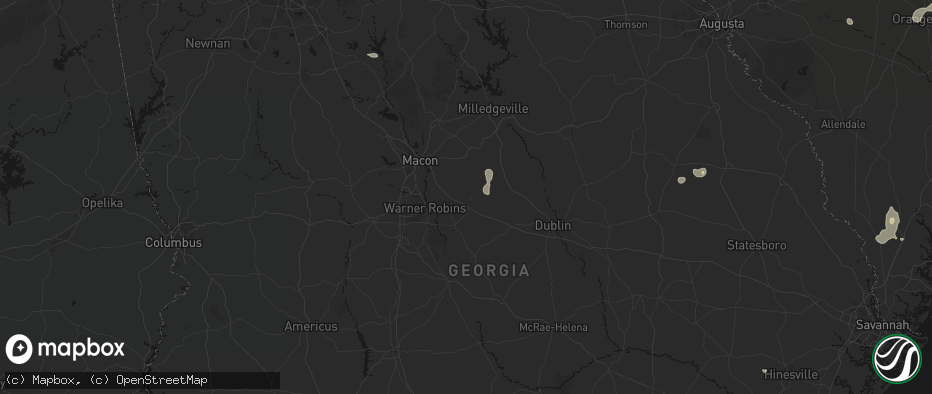 Hail map in Jeffersonville, GA on July 12, 2026