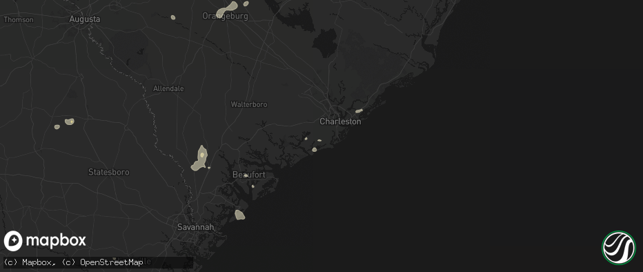 Hail map in Johns Island, SC on July 12, 2026
