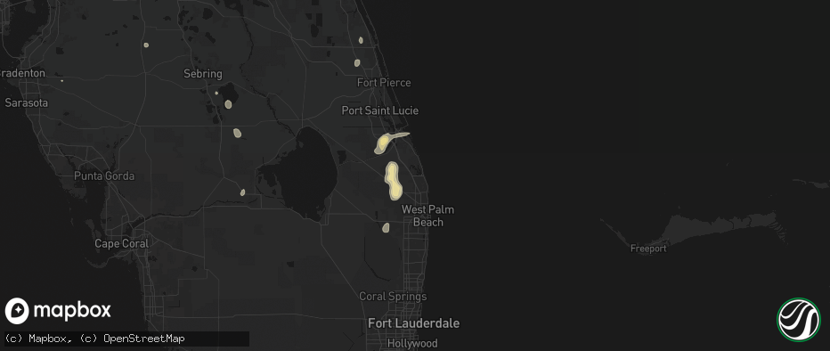 Hail map in Jupiter, FL on July 12, 2026
