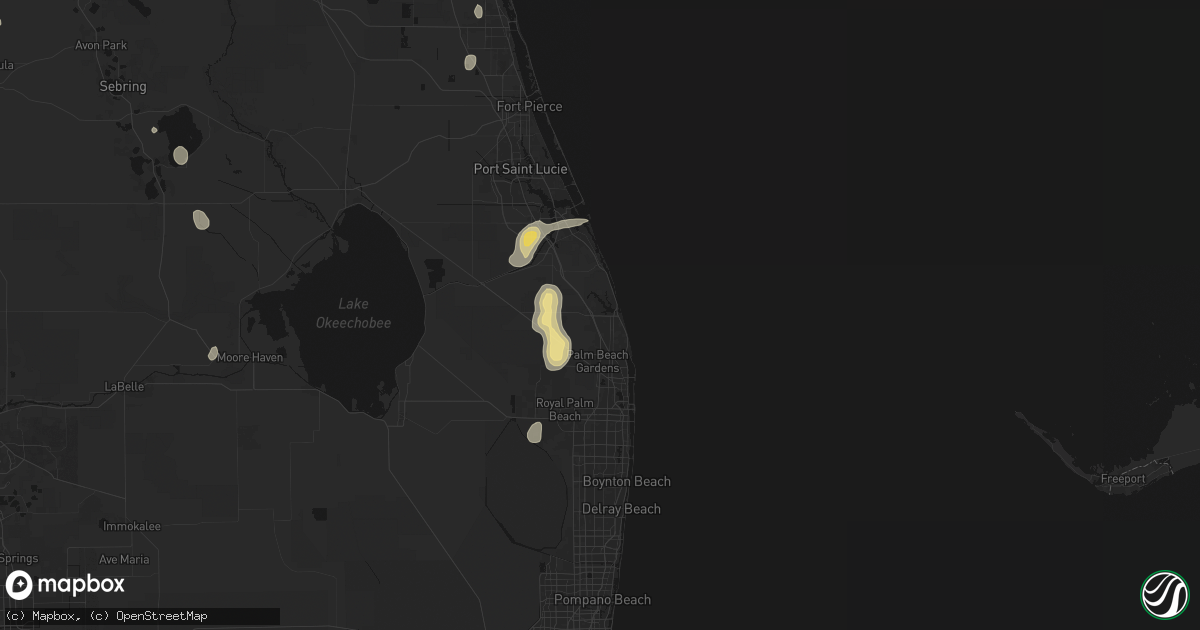 Hail map in Jupiter, FL on July 12, 2026