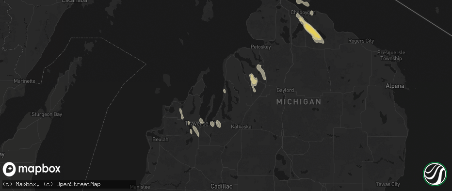 Hail map in Kewadin, MI on July 12, 2026