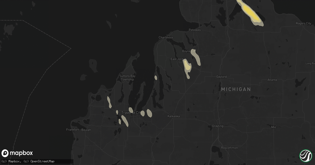 Hail map in Kewadin, MI on July 12, 2026