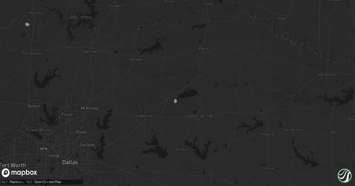 Hail map in Klondike, TX on July 12, 2026
