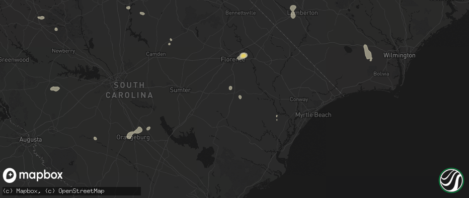 Hail map in Lake City, SC on July 12, 2026