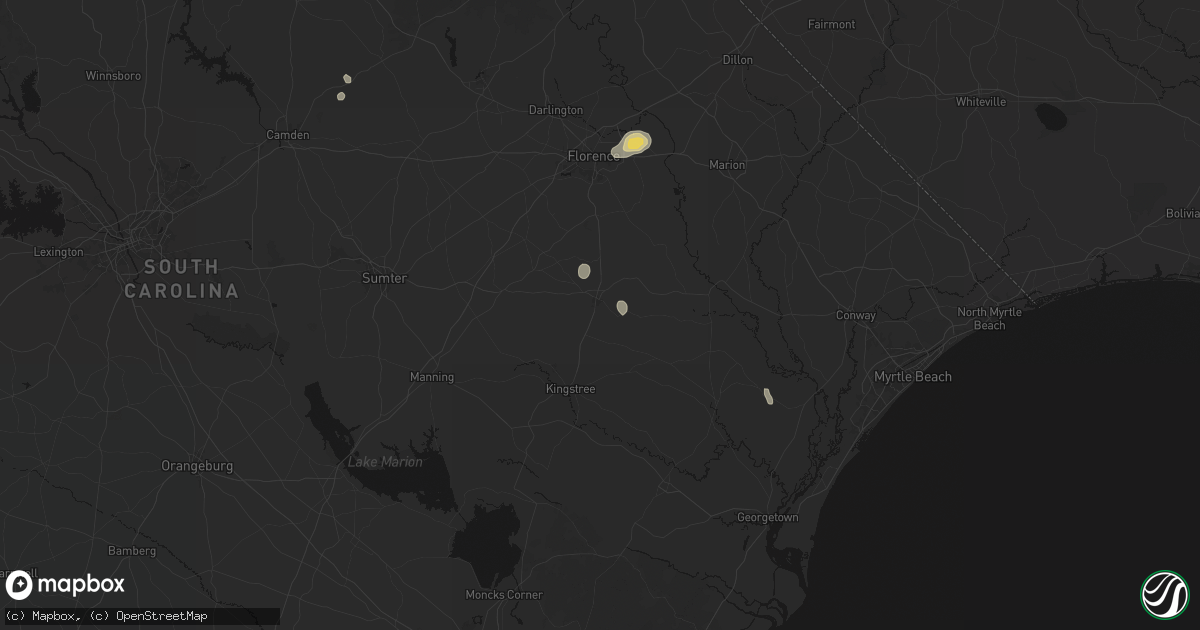 Hail map in Lake City, SC on July 12, 2026