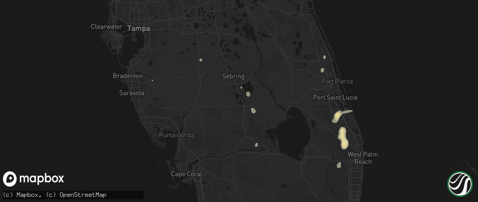 Hail map in Lake Placid, FL on July 12, 2026