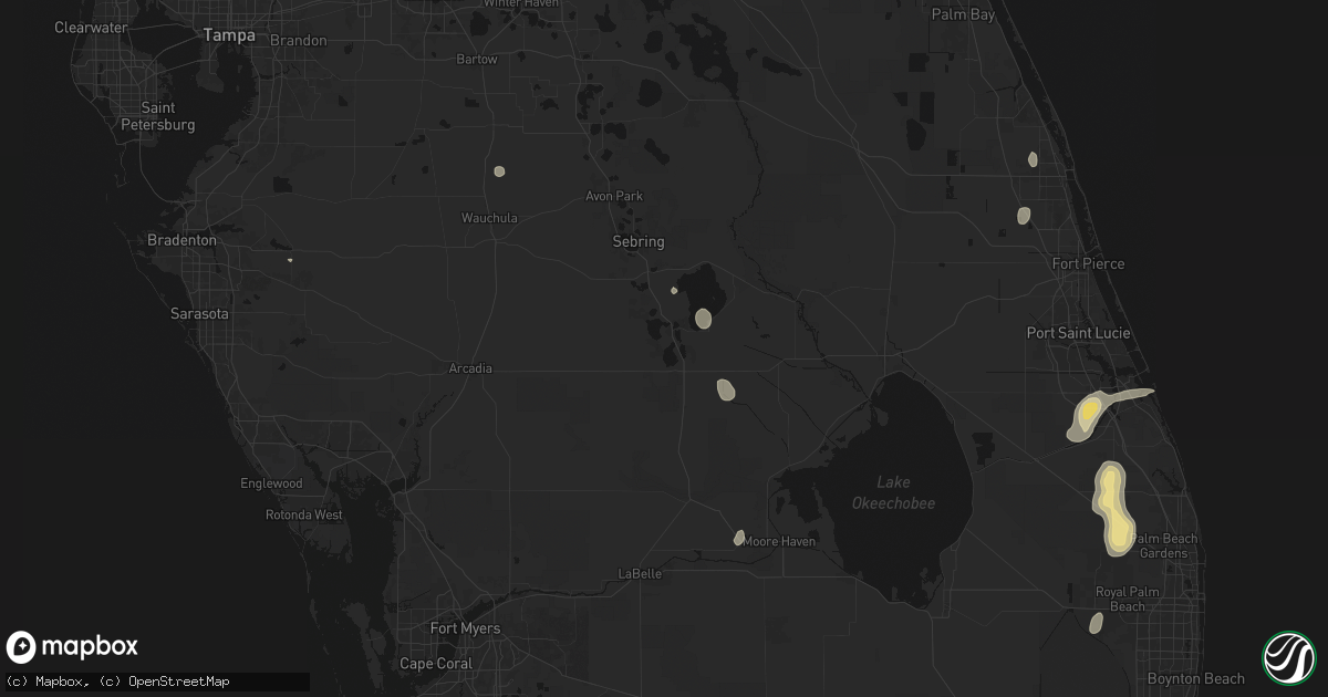 Hail map in Lake Placid, FL on July 12, 2026