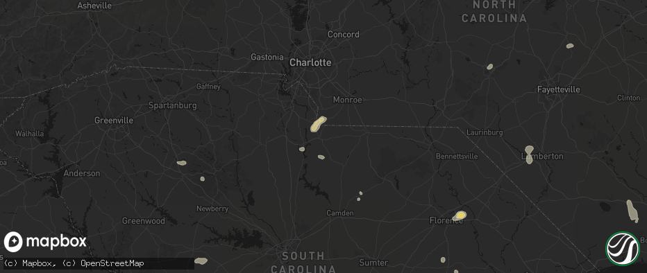 Hail map in Lancaster, SC on July 12, 2026