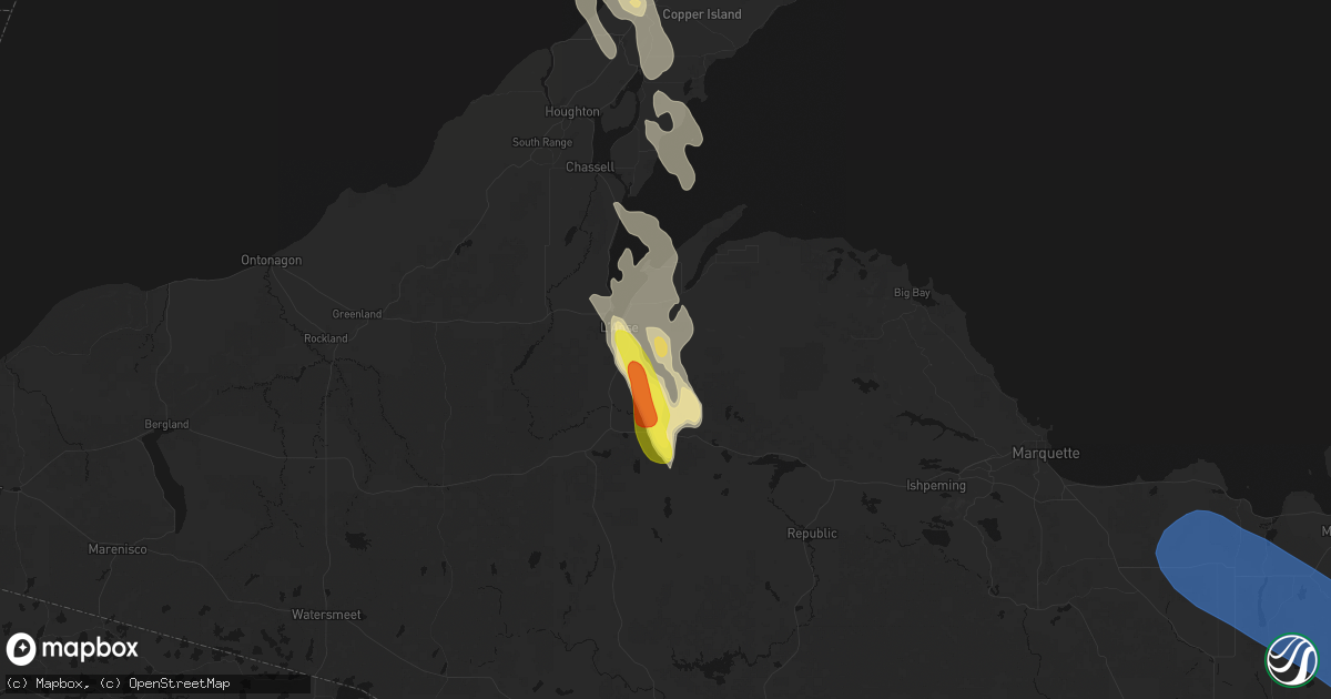 Hail map in Lanse, MI on July 12, 2026