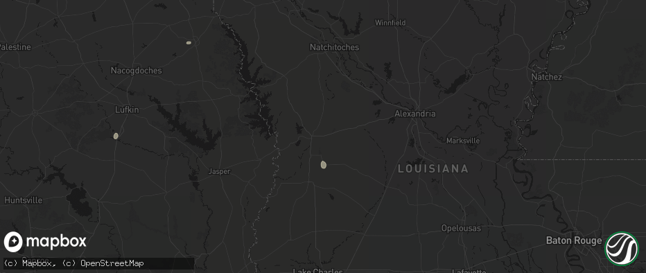 Hail map in Leesville, LA on July 12, 2026