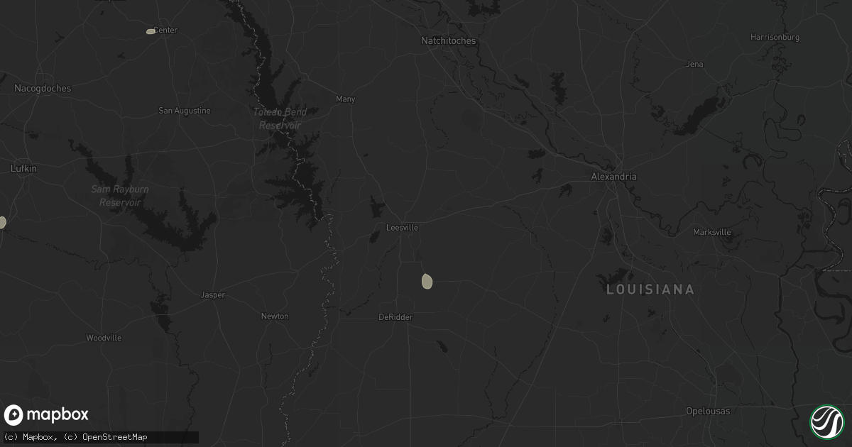 Hail map in Leesville, LA on July 12, 2026